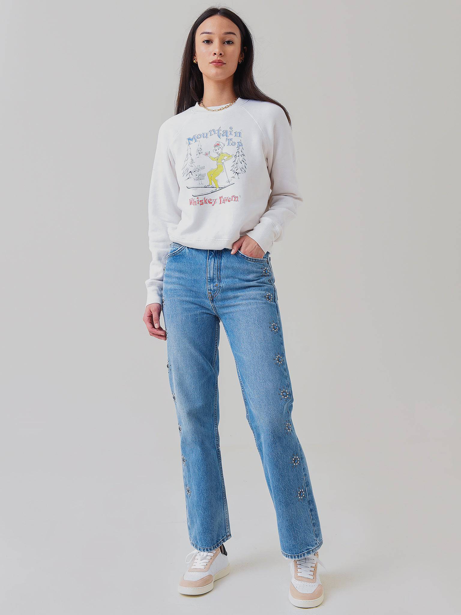 Re/Done Women's Classic Raglan Crewneck