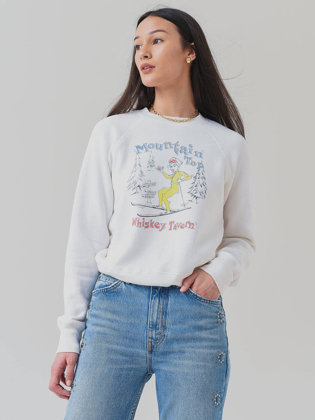 Re/Done Women's Classic Raglan Crewneck