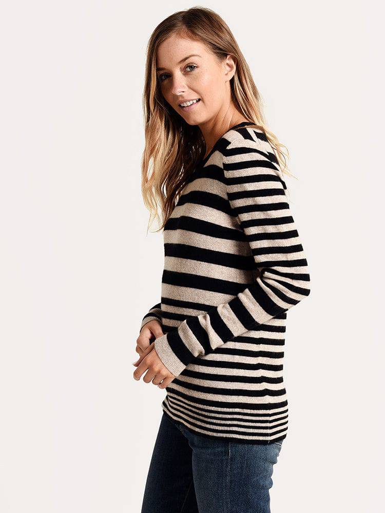 White + Warren Essential Stripe Crewneck