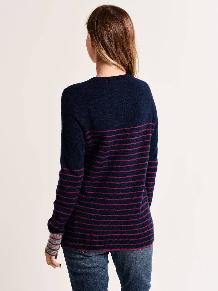 White + Warren Essential Stripe Crewneck Sweater