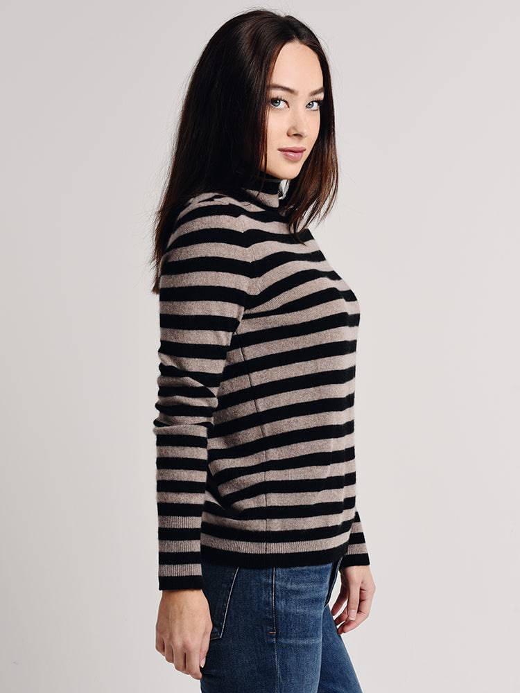 White + Warren Essential Stripe Turtleneck