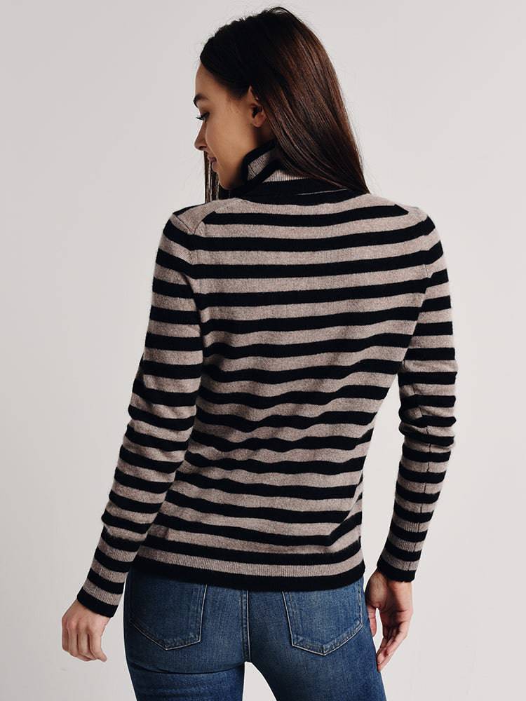 White + Warren Essential Stripe Turtleneck
