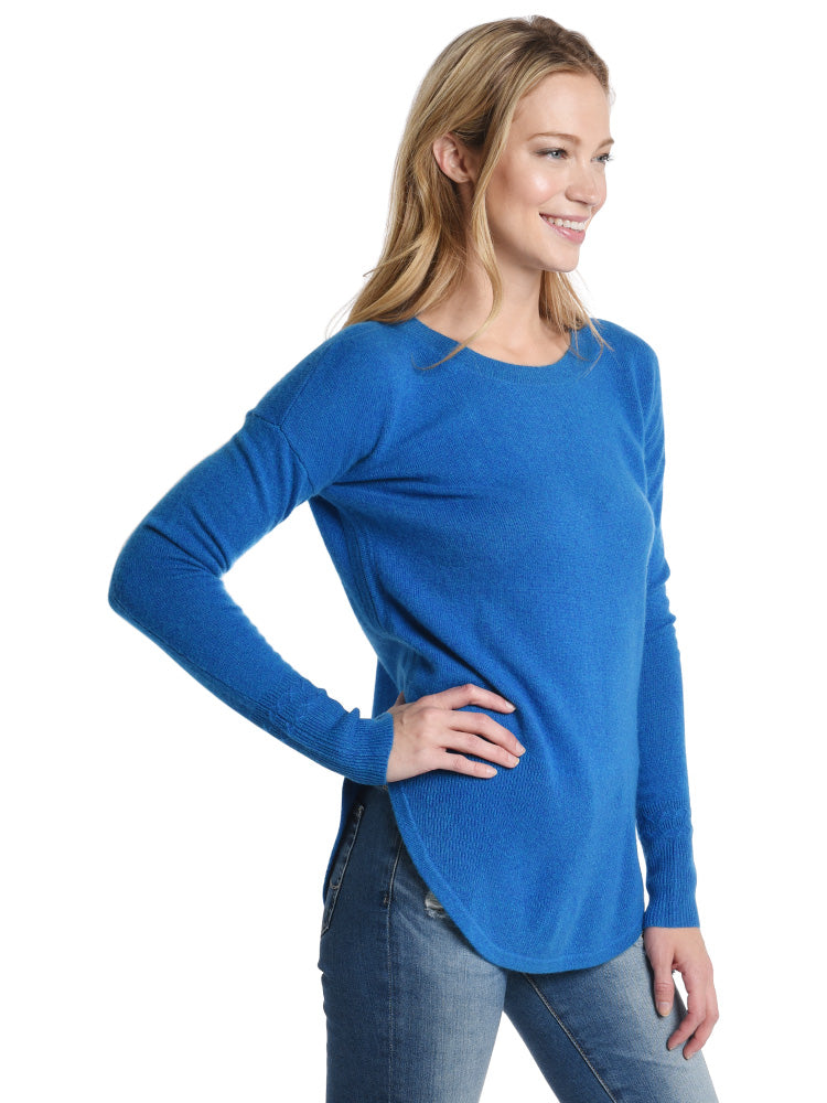 White + Warren Curved Rib Hem Crewneck