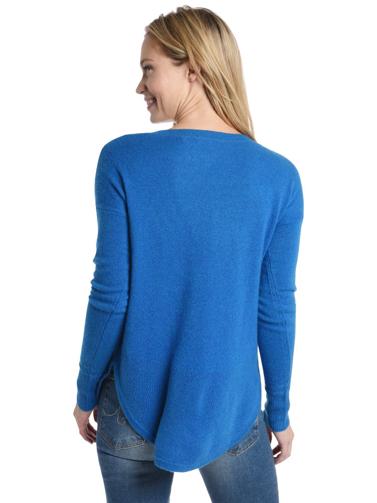 White + Warren Curved Rib Hem Crewneck