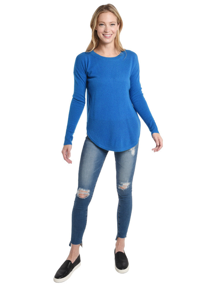 White + Warren Curved Rib Hem Crewneck