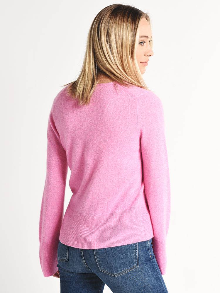 White+Warren Cashmere Slit Sleeve V Neck