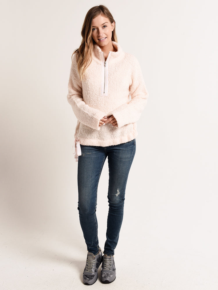 White + Warren Side Tie Half Zip