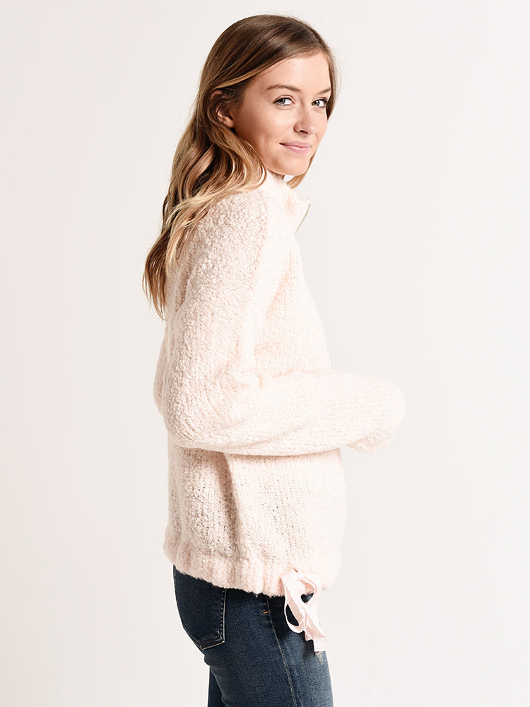 White + Warren Side Tie Half Zip