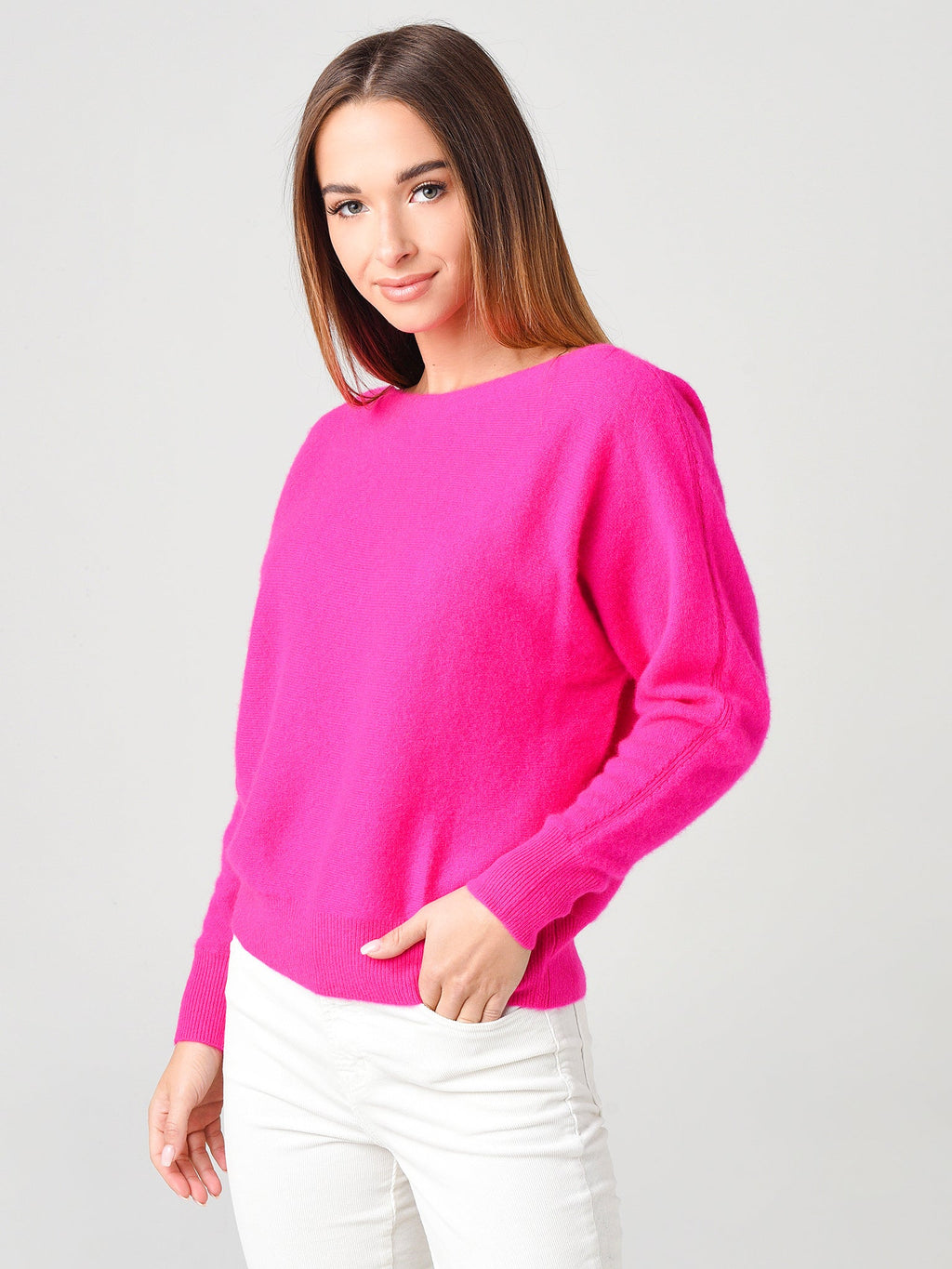 White + Warren Women's Cashmere Off Shoulder Crew Neck Sweater
