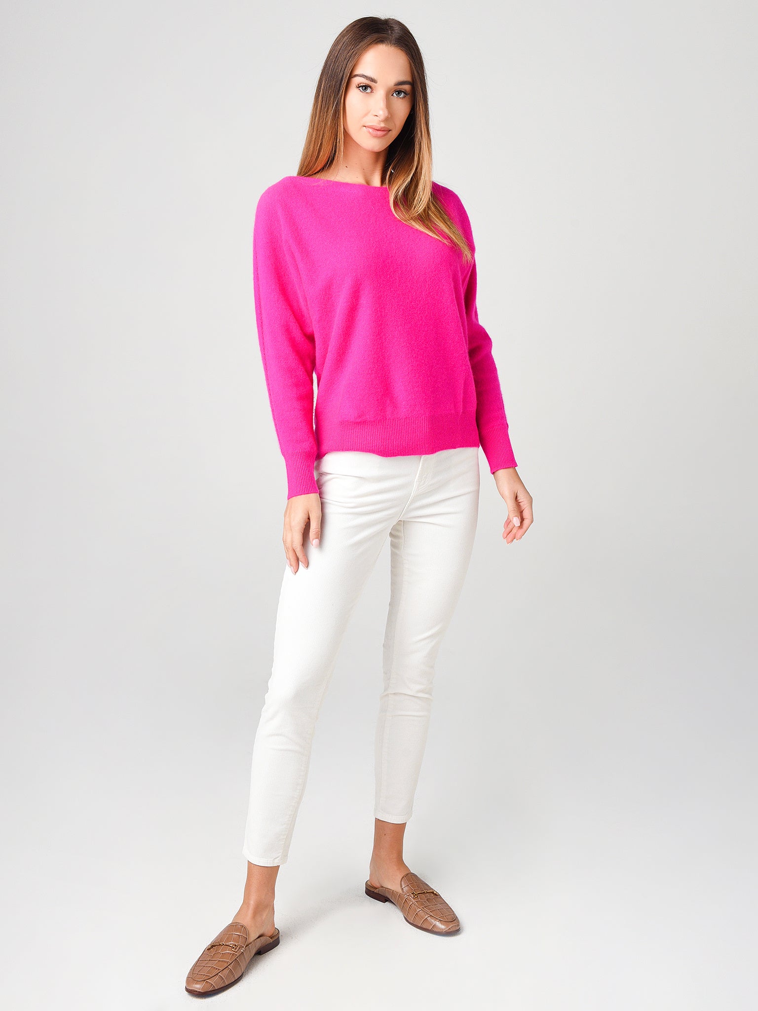 White + Warren Women's Cashmere Off Shoulder Crew Neck Sweater