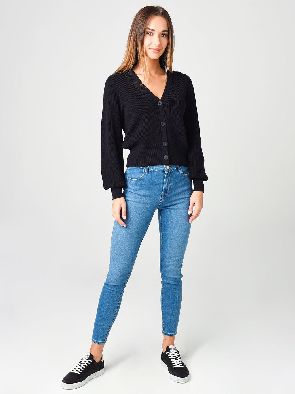 White + Warren Women's Ribbed V Neck Cardigan