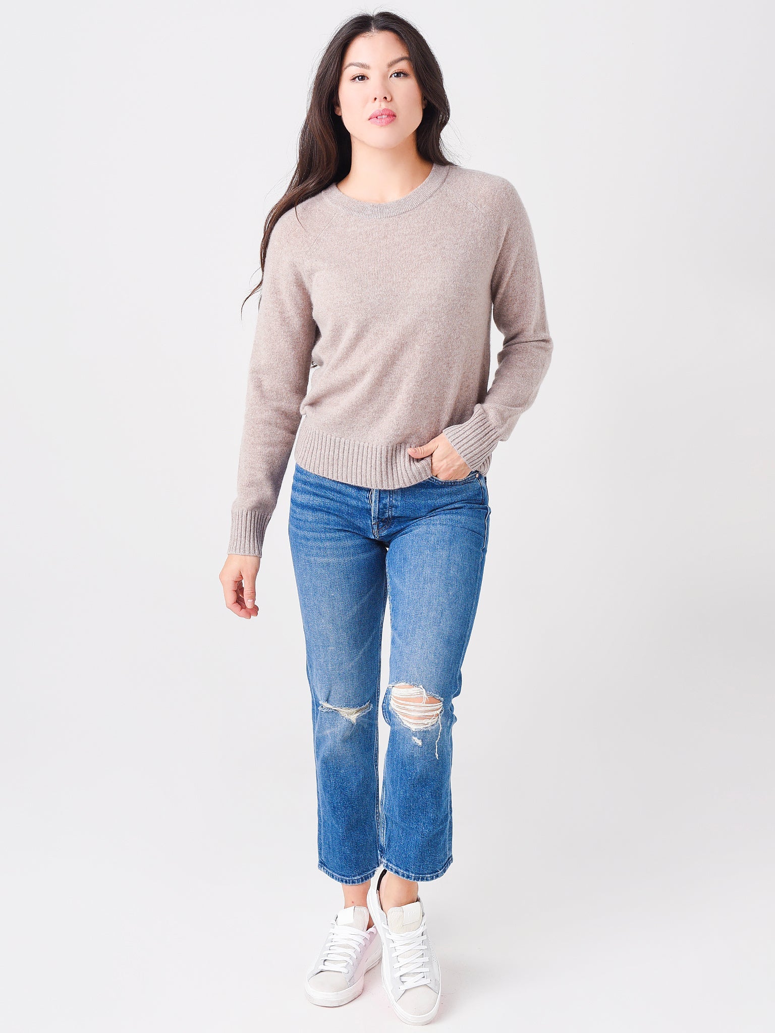 White + Warren Women's Cashmere Long Sleeve Sweatshirt