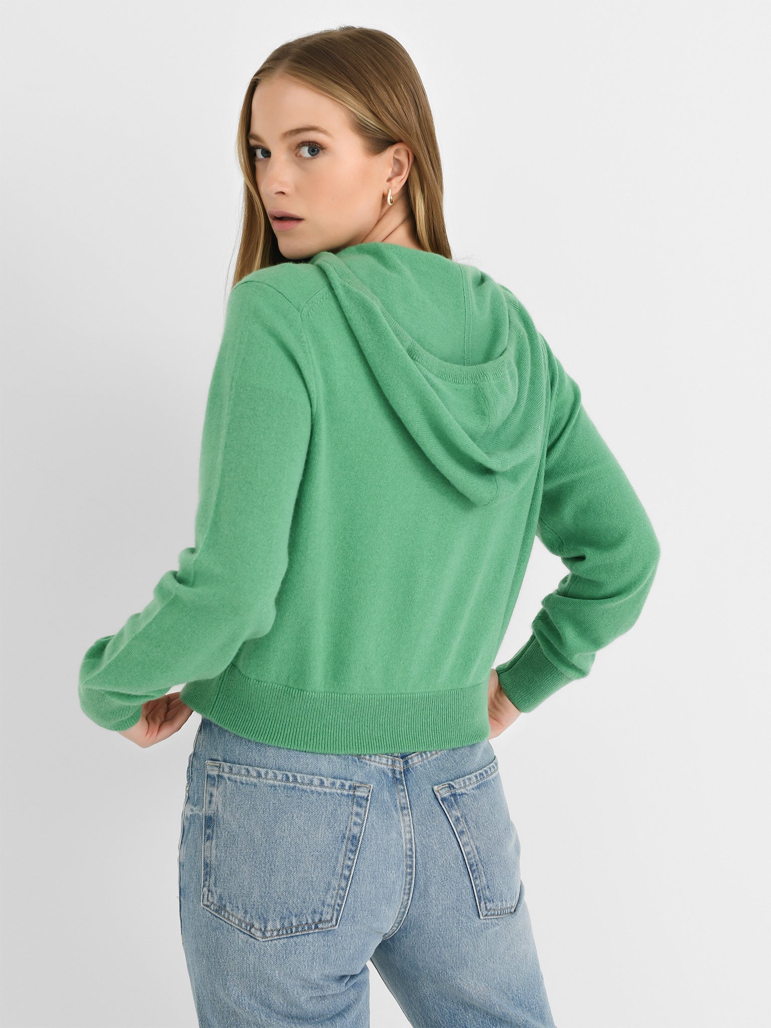 White + Warren Women's Cashmere Racket Cropped Zip Hoodie