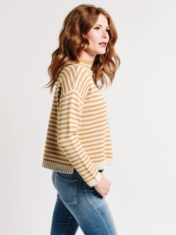 Mo:Vint Long Sleeve Striped Mock Neck Sweater