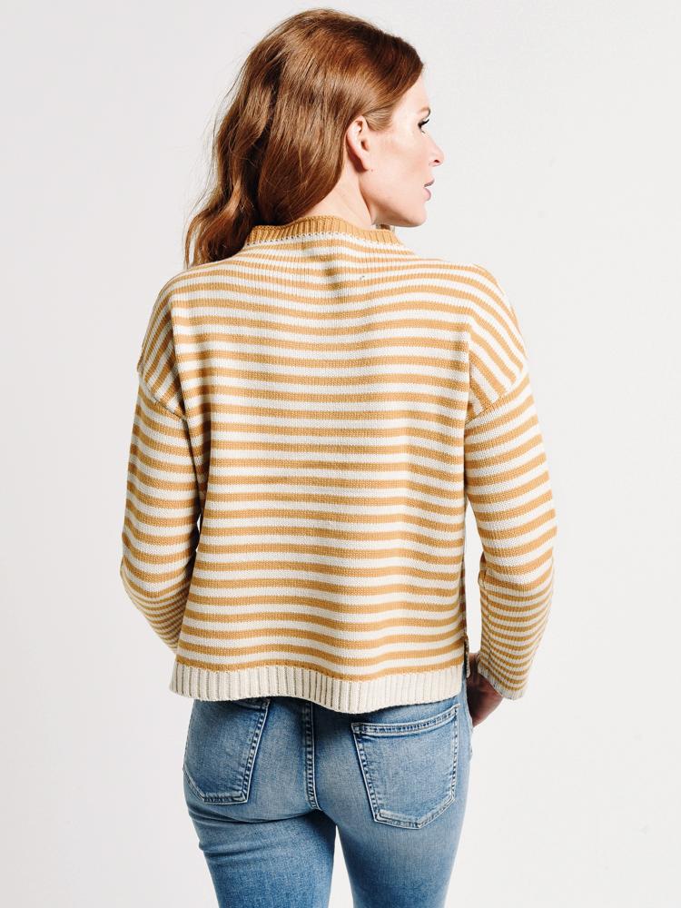 Mo:Vint Long Sleeve Striped Mock Neck Sweater