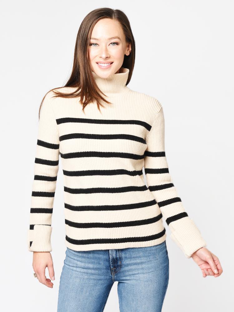 English Factory Women’s Striped Turtle Neck Sweater