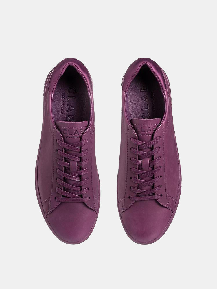 CLAE Bradley Plum Full Grain Leather Sneakers