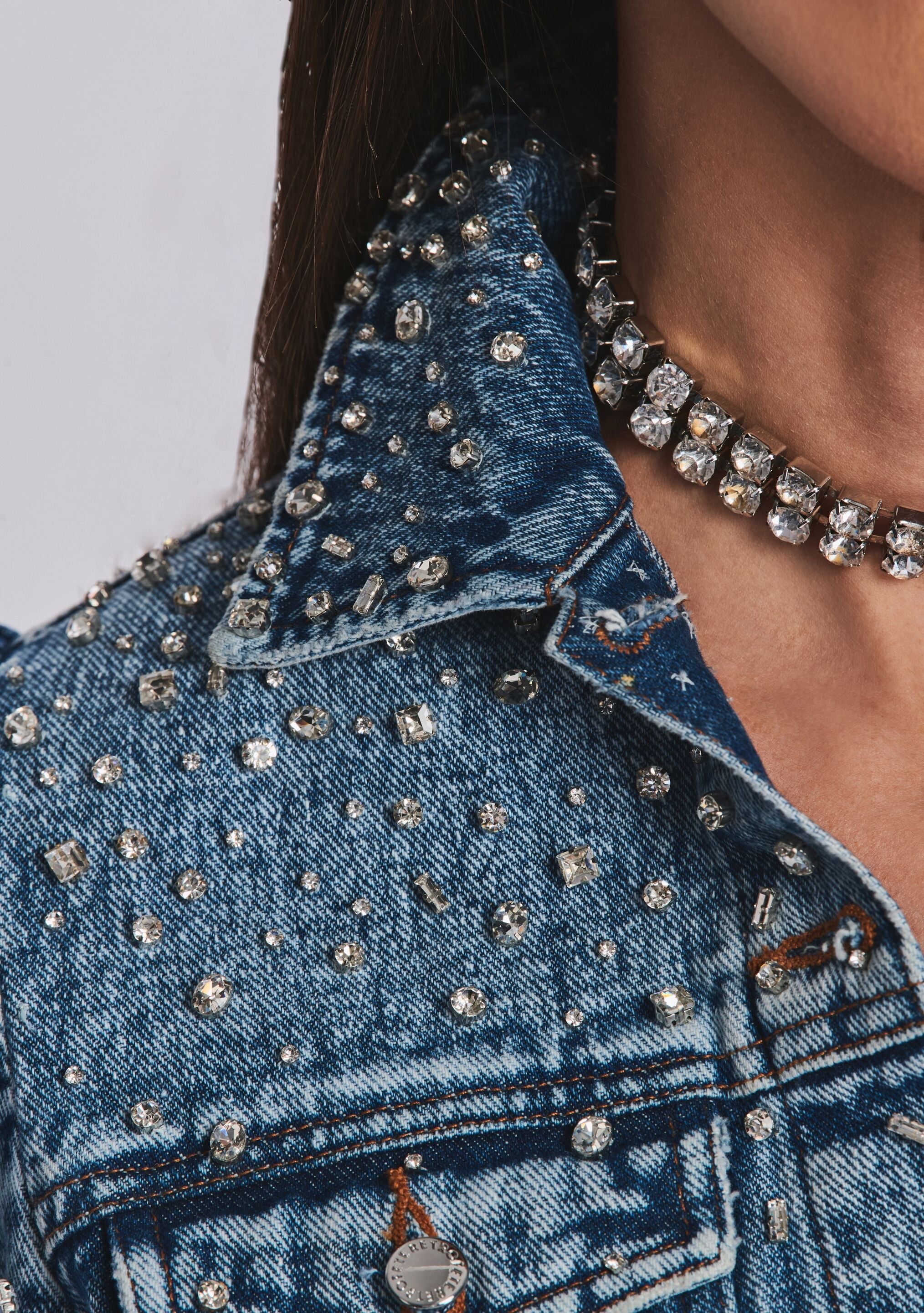 Ada Crystal Embellished Denim Jacket