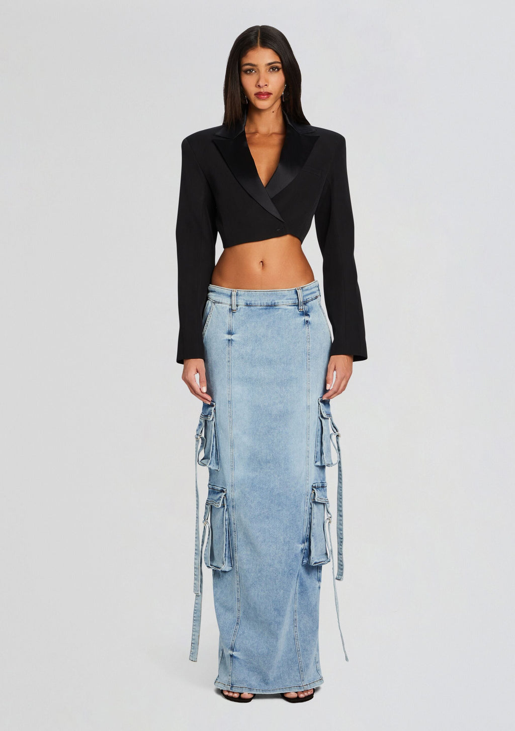 Cerise Cargo Denim Skirt