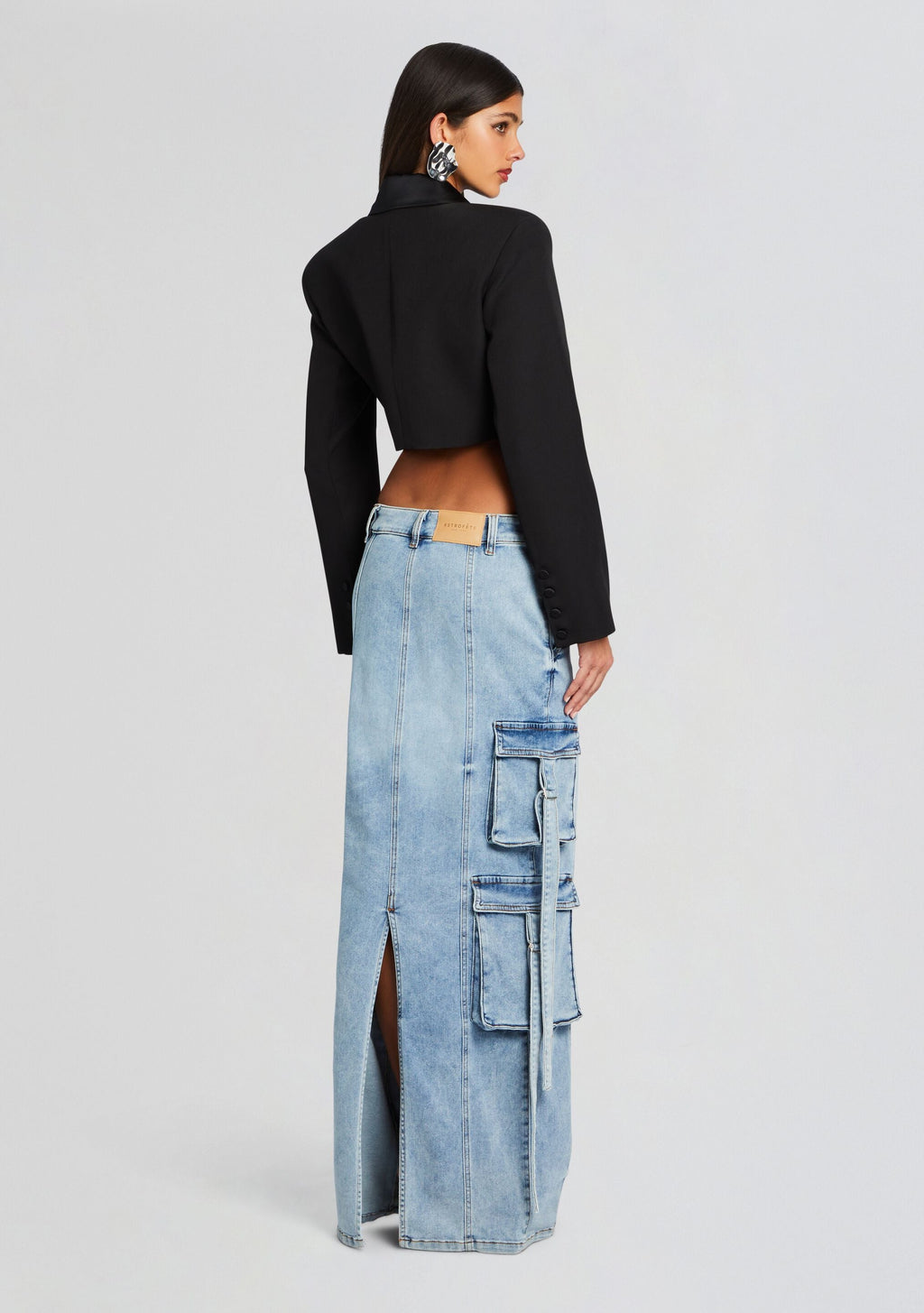 Cerise Cargo Denim Skirt