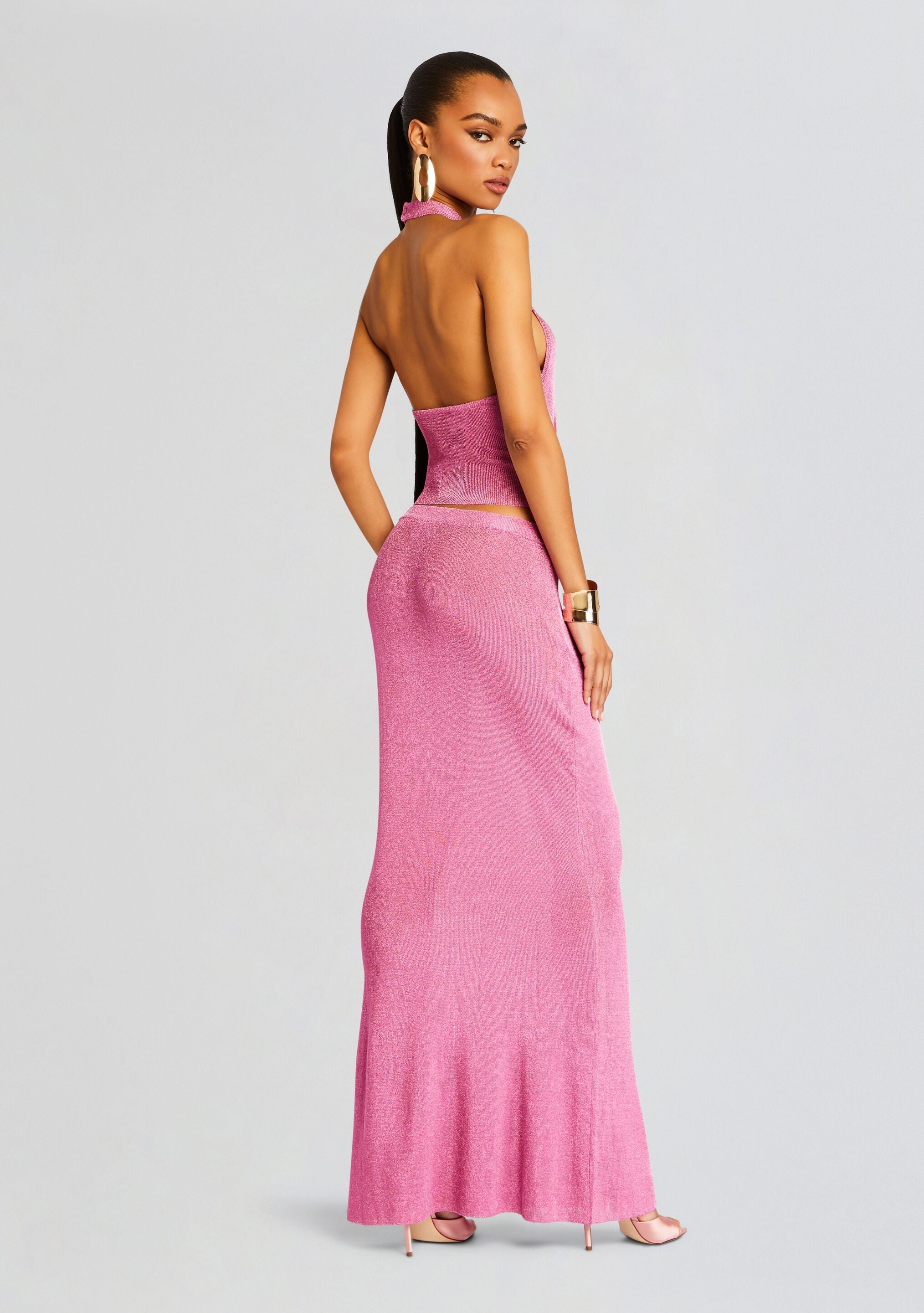 Minnie Metallic Knit Halter Top