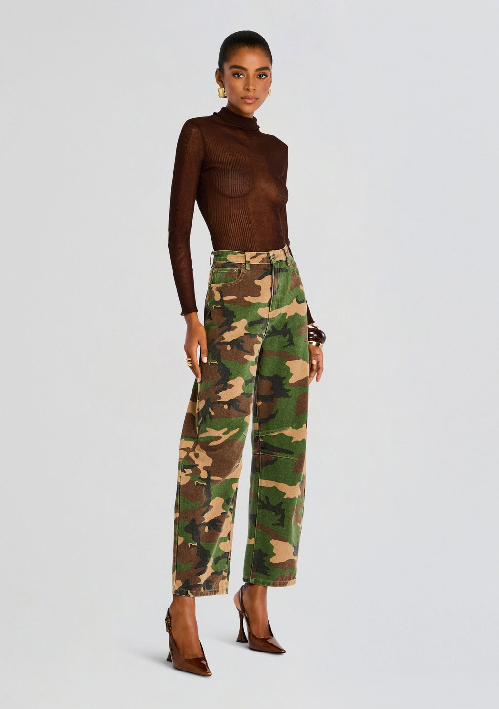 Marbel Mid Rise Barrel Jean