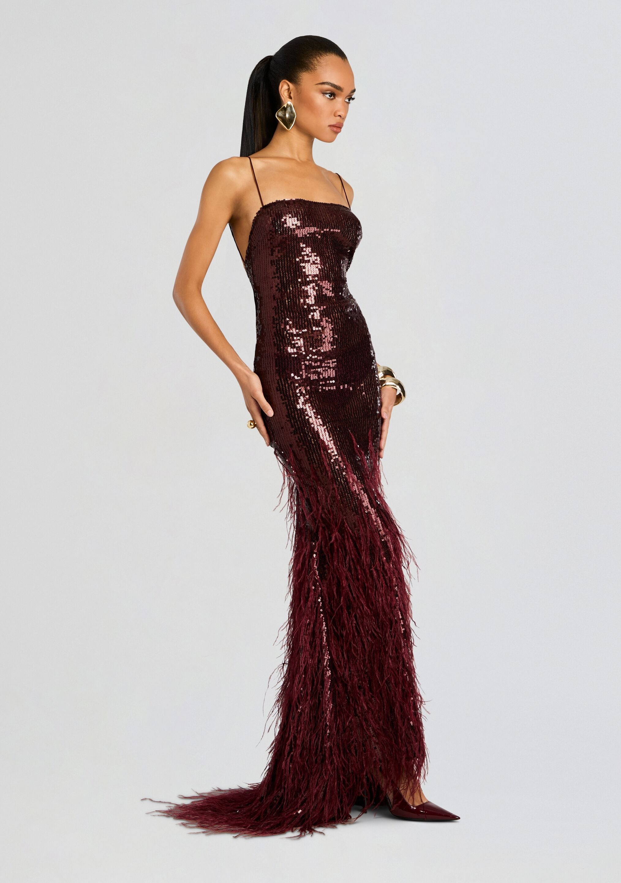Odessa Sequin Feather Dress