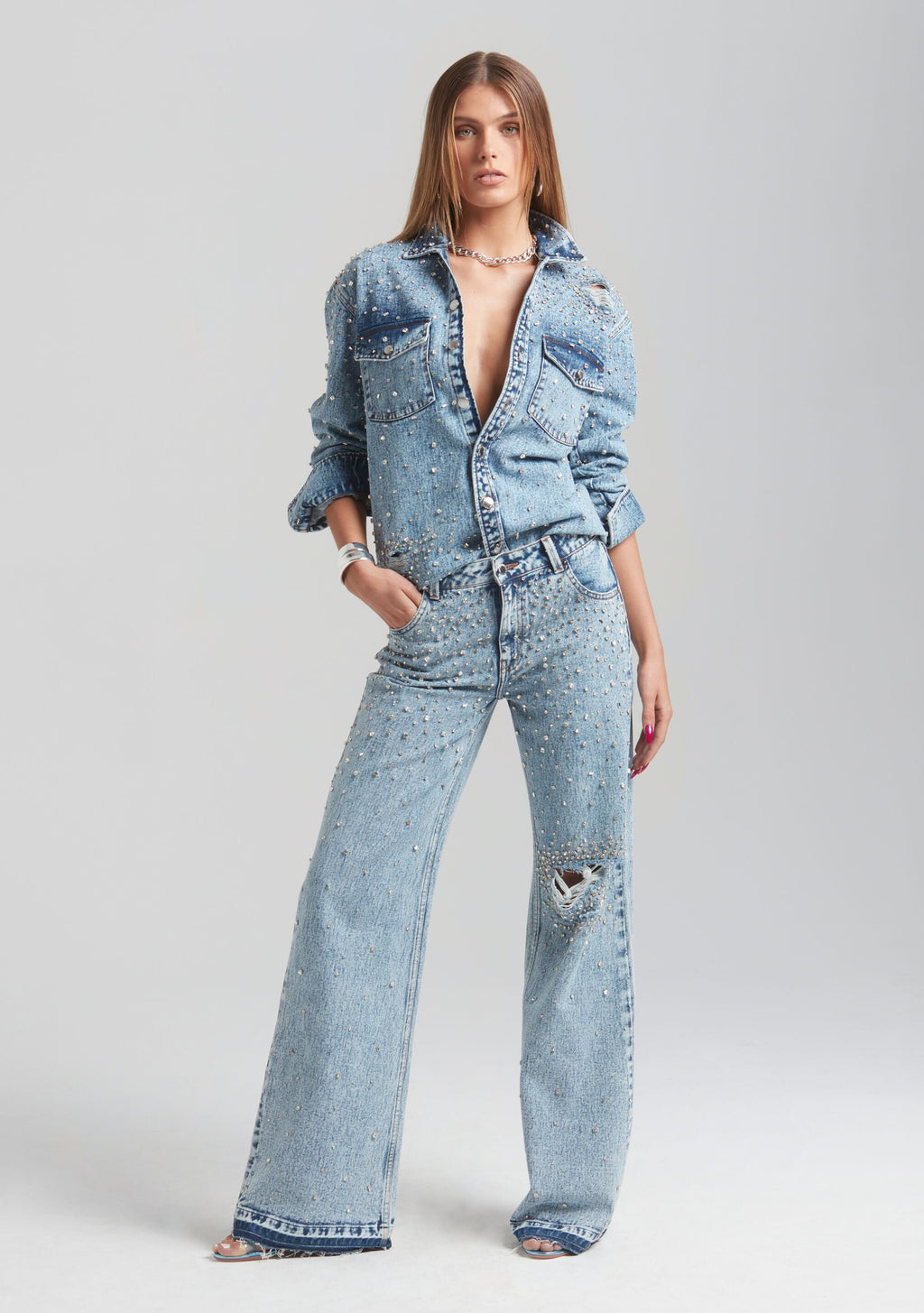 Bronte Wide Leg Crystal Embellished Jean