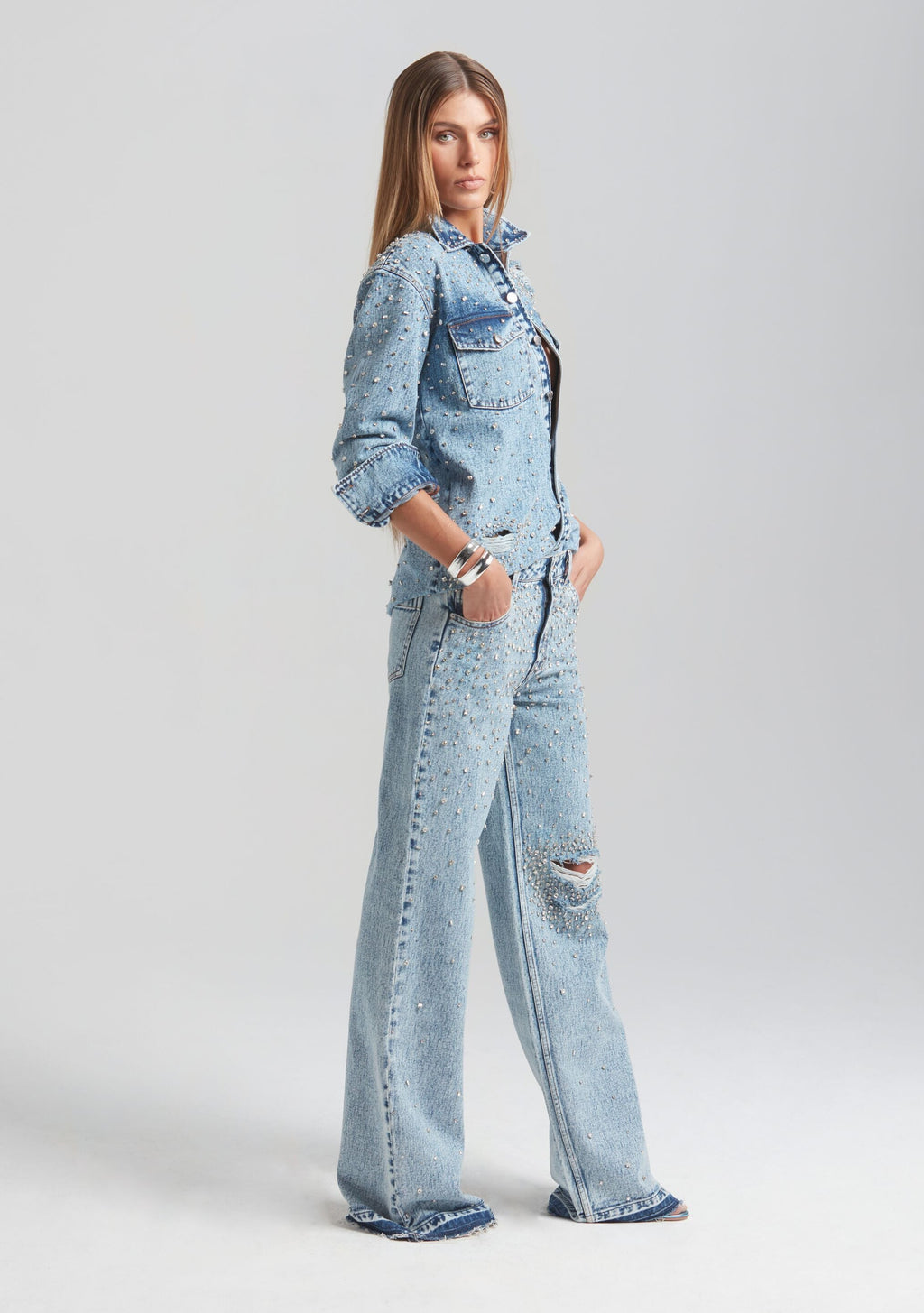 Bronte Wide Leg Crystal Embellished Jean