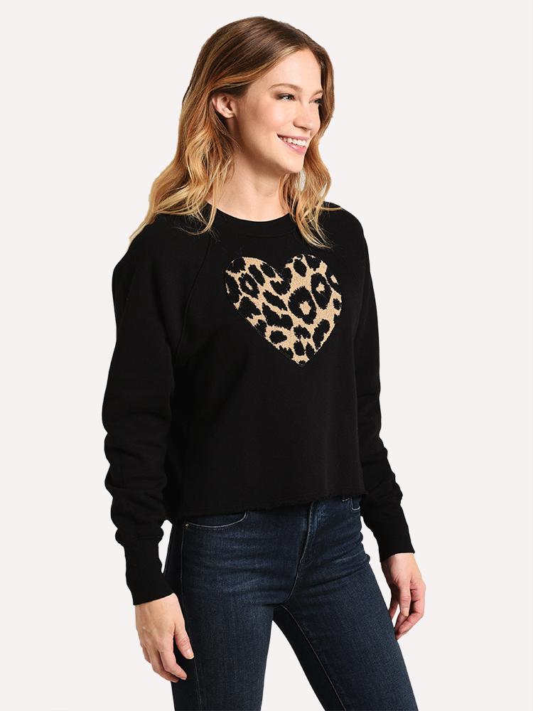 Sundry Women's Leopard Heart Sweatshirt