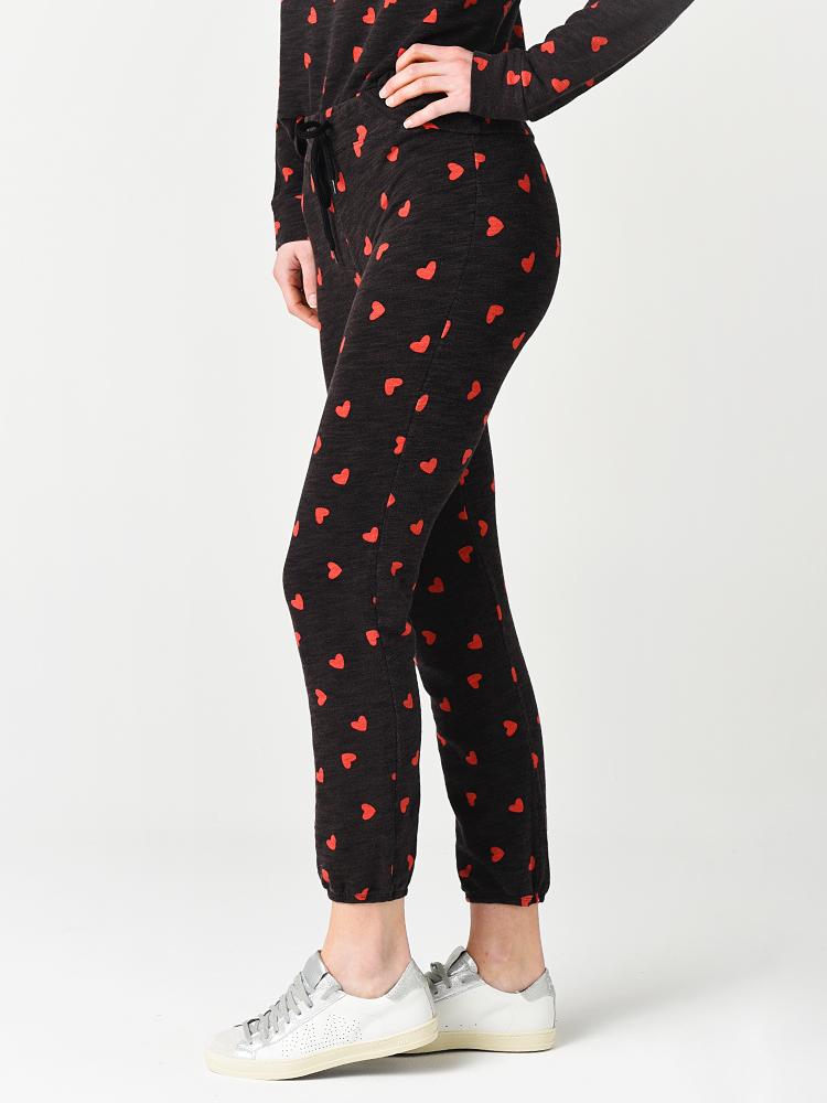 Monrow Women’s All Over Heart Stitched Elastic Vintage Sweats