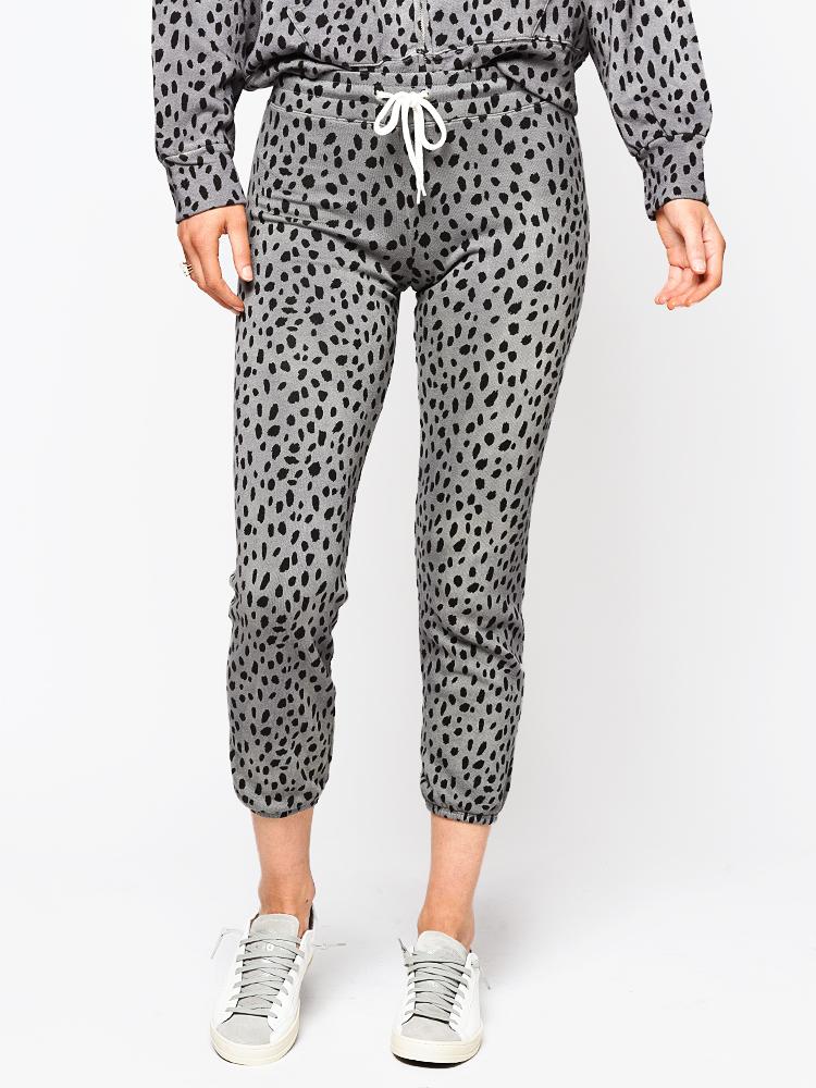 Monrow Cheetah Stitched Elastic Vintage Sweats