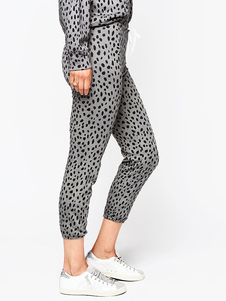 Monrow Cheetah Stitched Elastic Vintage Sweats