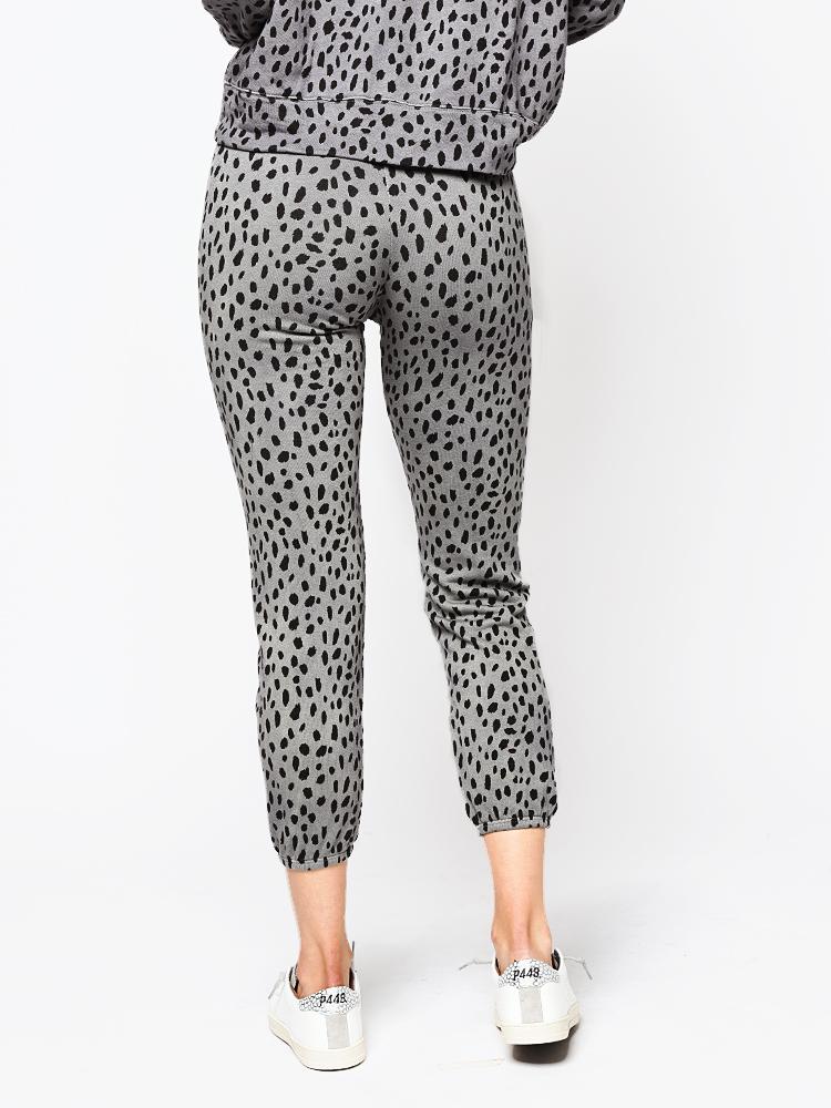 Monrow Cheetah Stitched Elastic Vintage Sweats