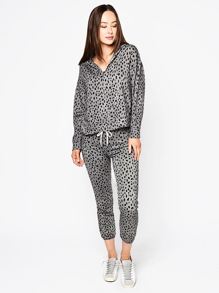 Monrow Cheetah Stitched Elastic Vintage Sweats