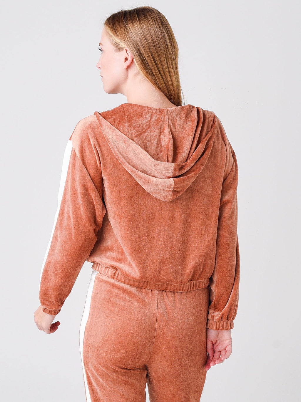 Monrow Women's Velour Sporty Zip-Up Hoodie