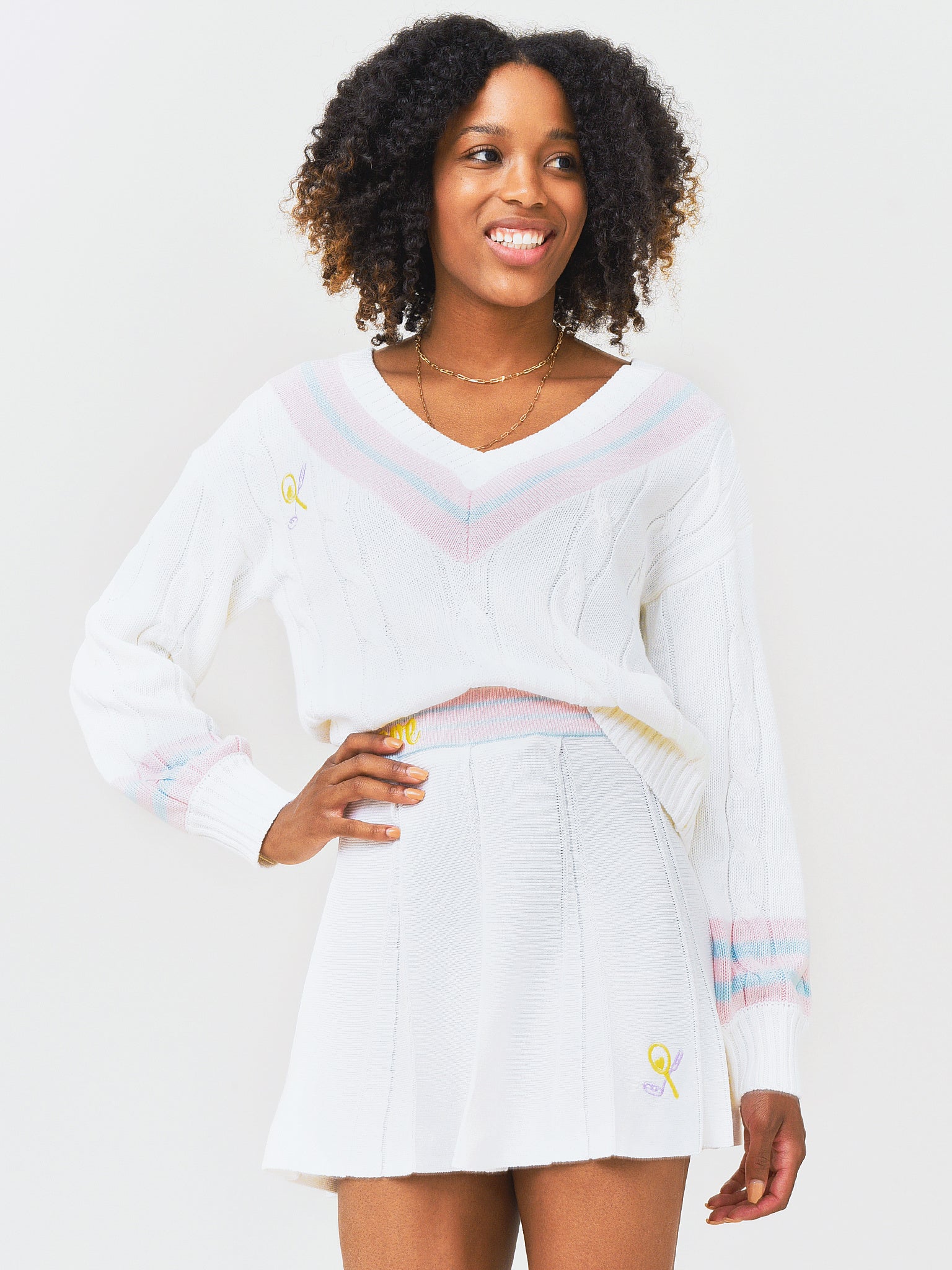 LoveShackFancy Women's Malaine V-Neck Sweater