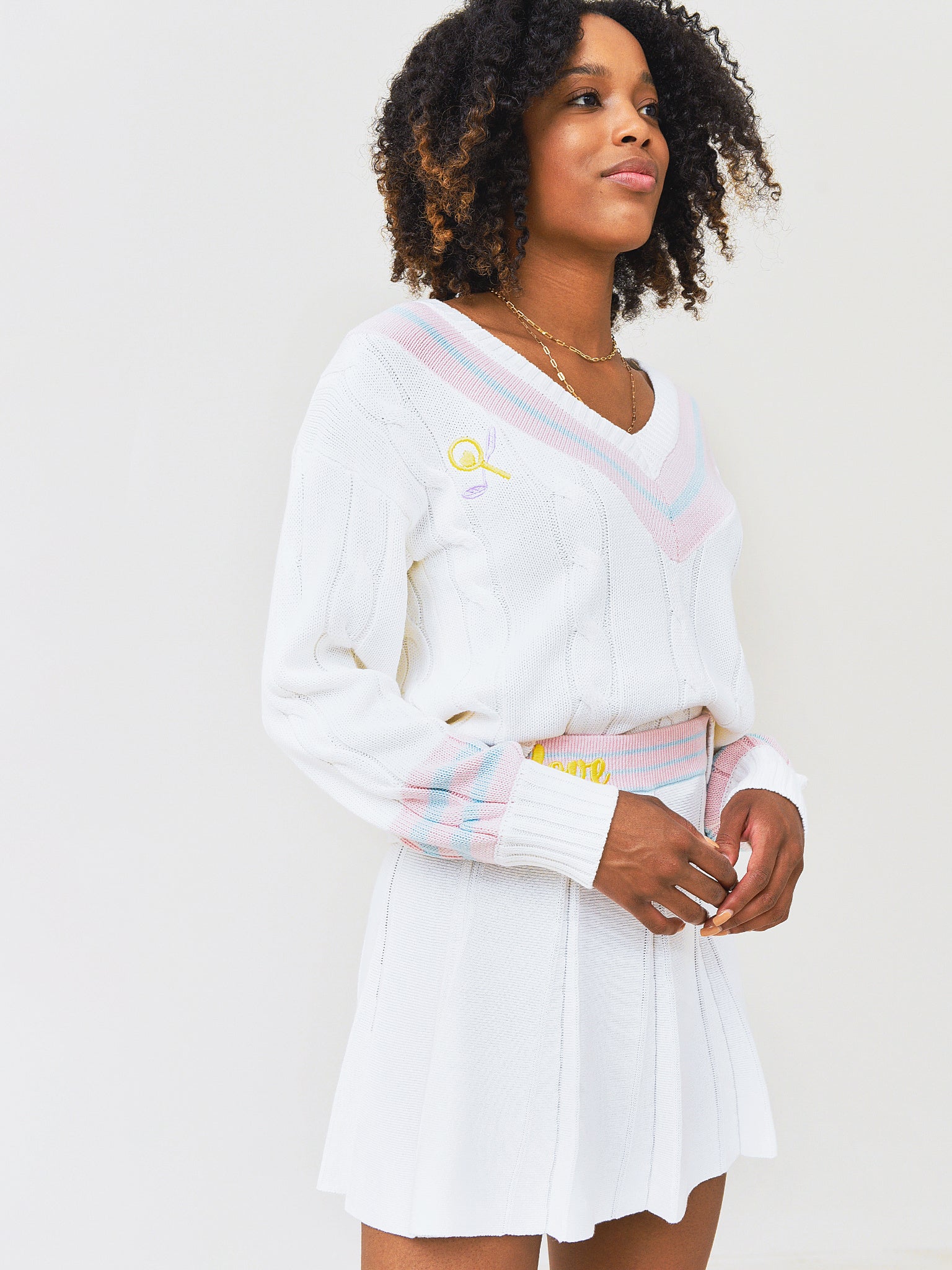 LoveShackFancy Women's Malaine V-Neck Sweater