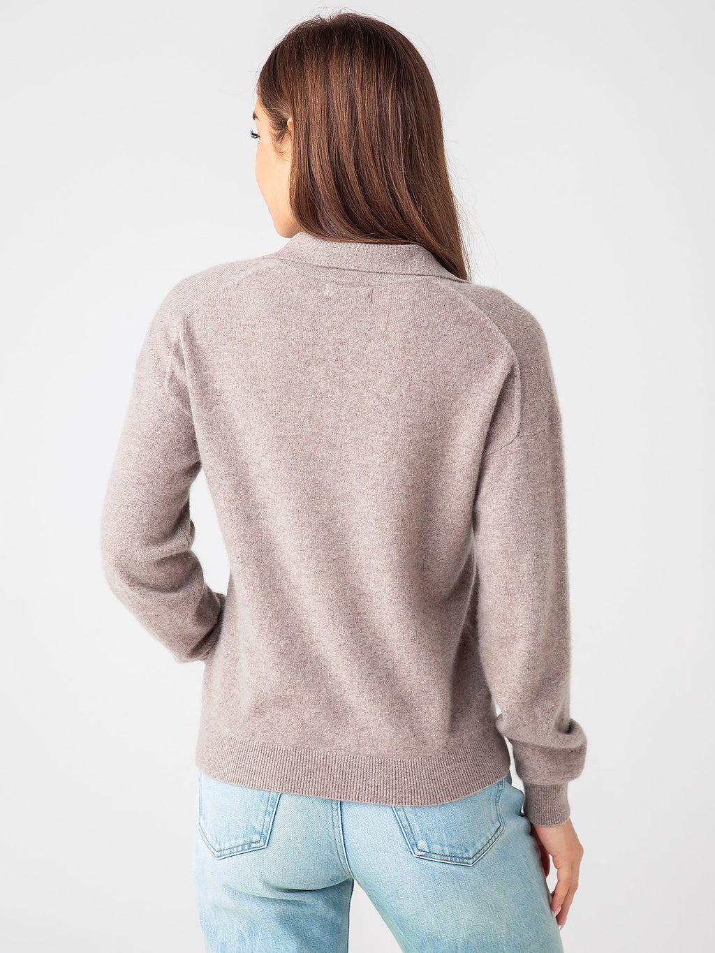 Naadam Cashmere Women's Long Sleeve V-Neck Polo