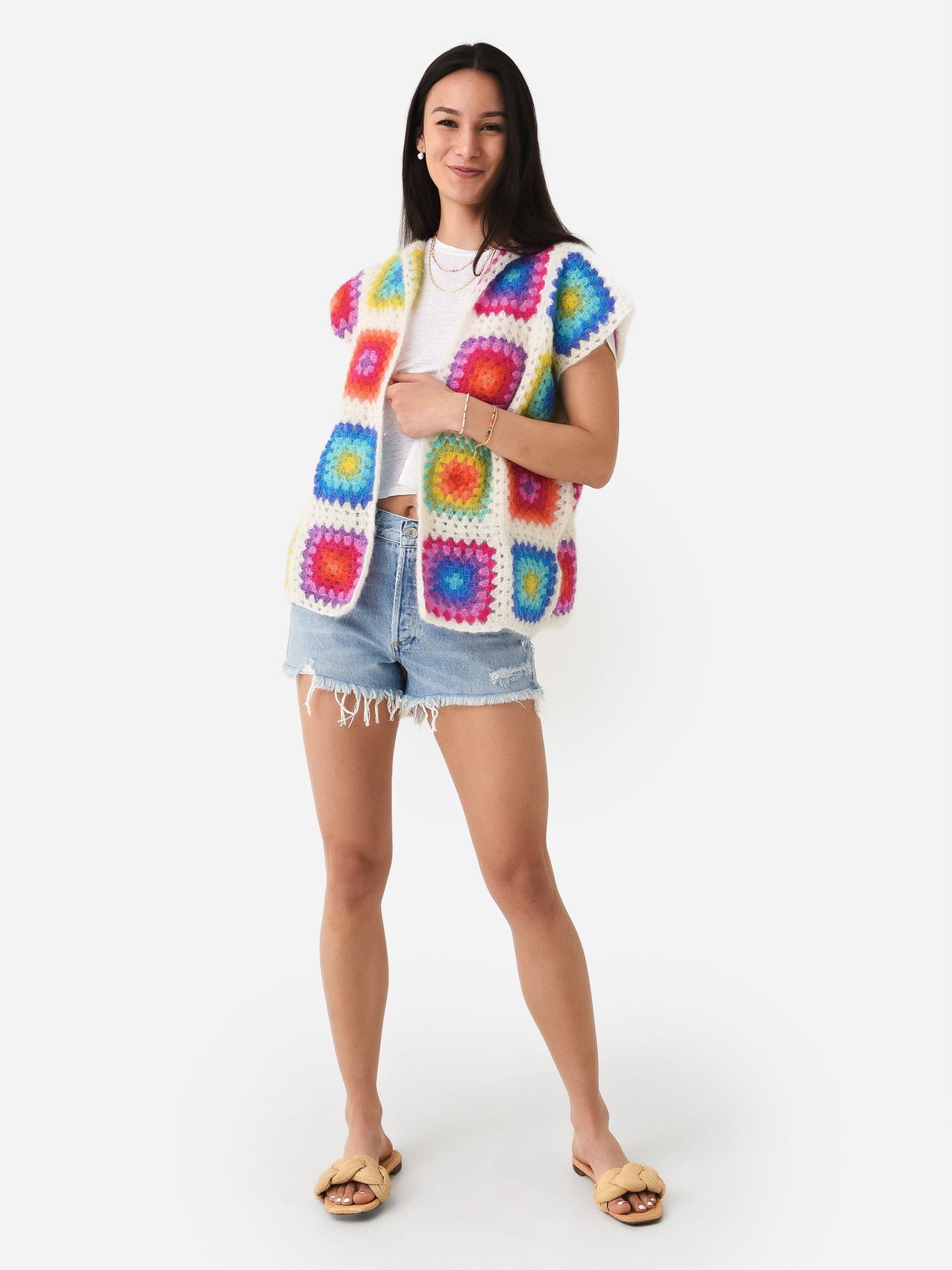 Rose Carmine Women's Sleeveless Patchwork Little Jacket