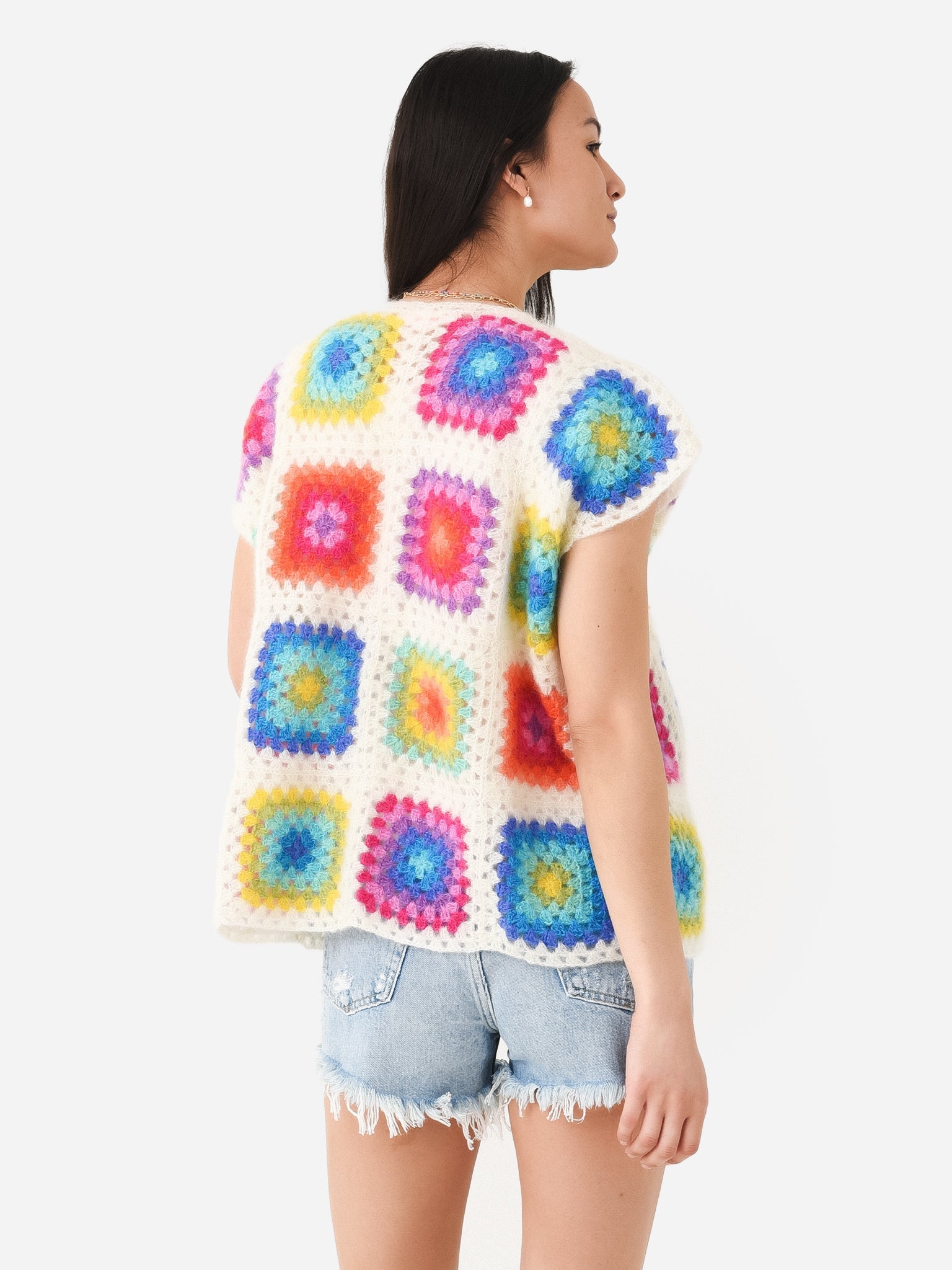 Rose Carmine Women's Sleeveless Patchwork Little Jacket