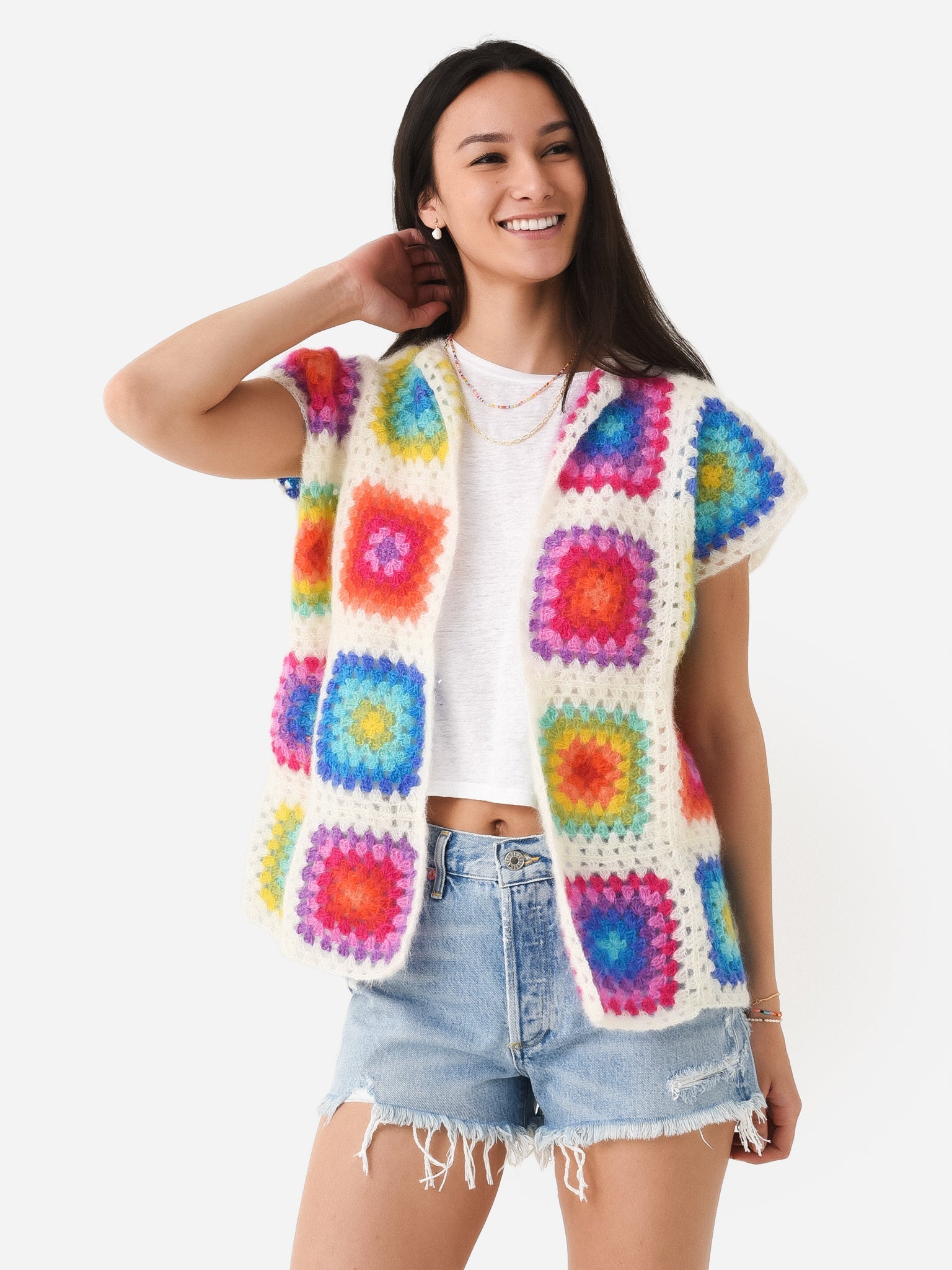 Rose Carmine Women's Sleeveless Patchwork Little Jacket