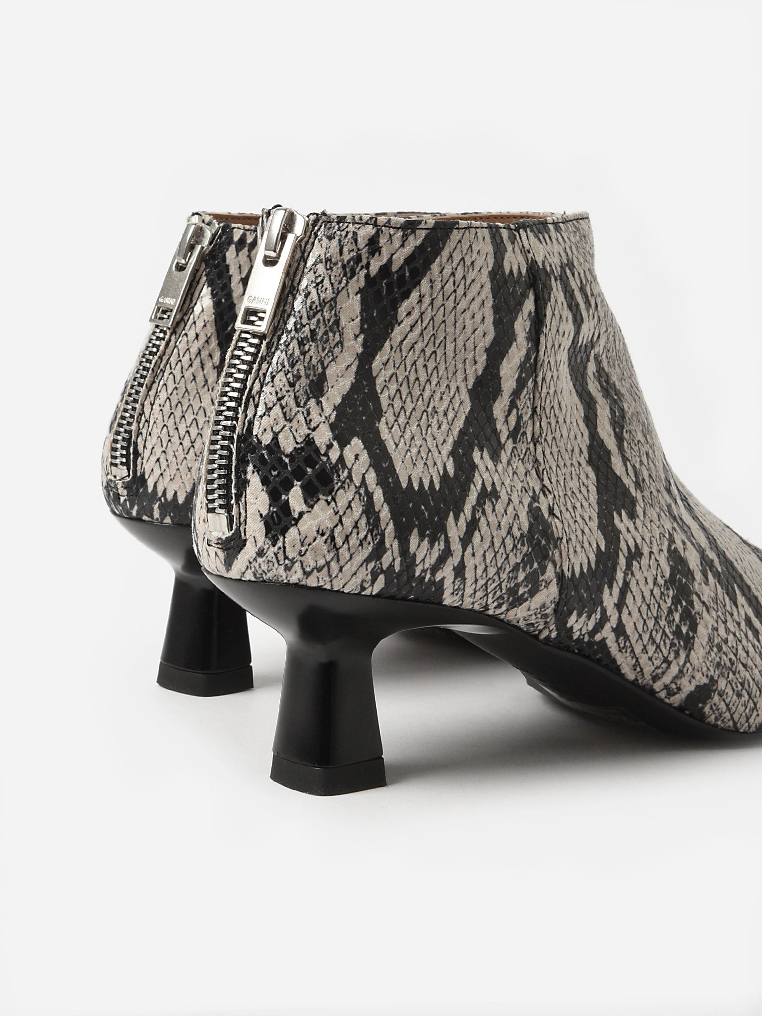 GANNI Women's Faux Snake Crop Ankle Boot