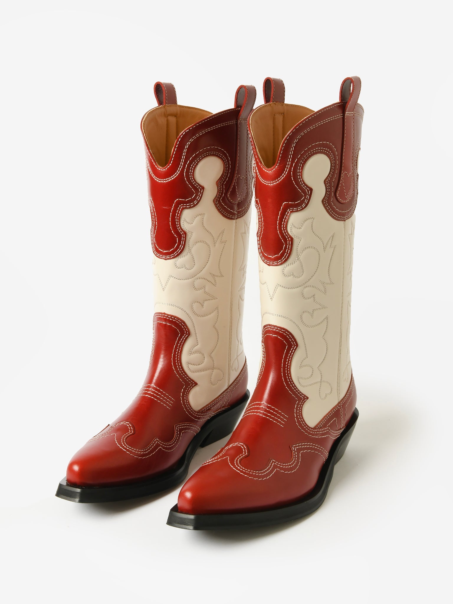 GANNI Women's Mid Shaft Embroidered Western Boot