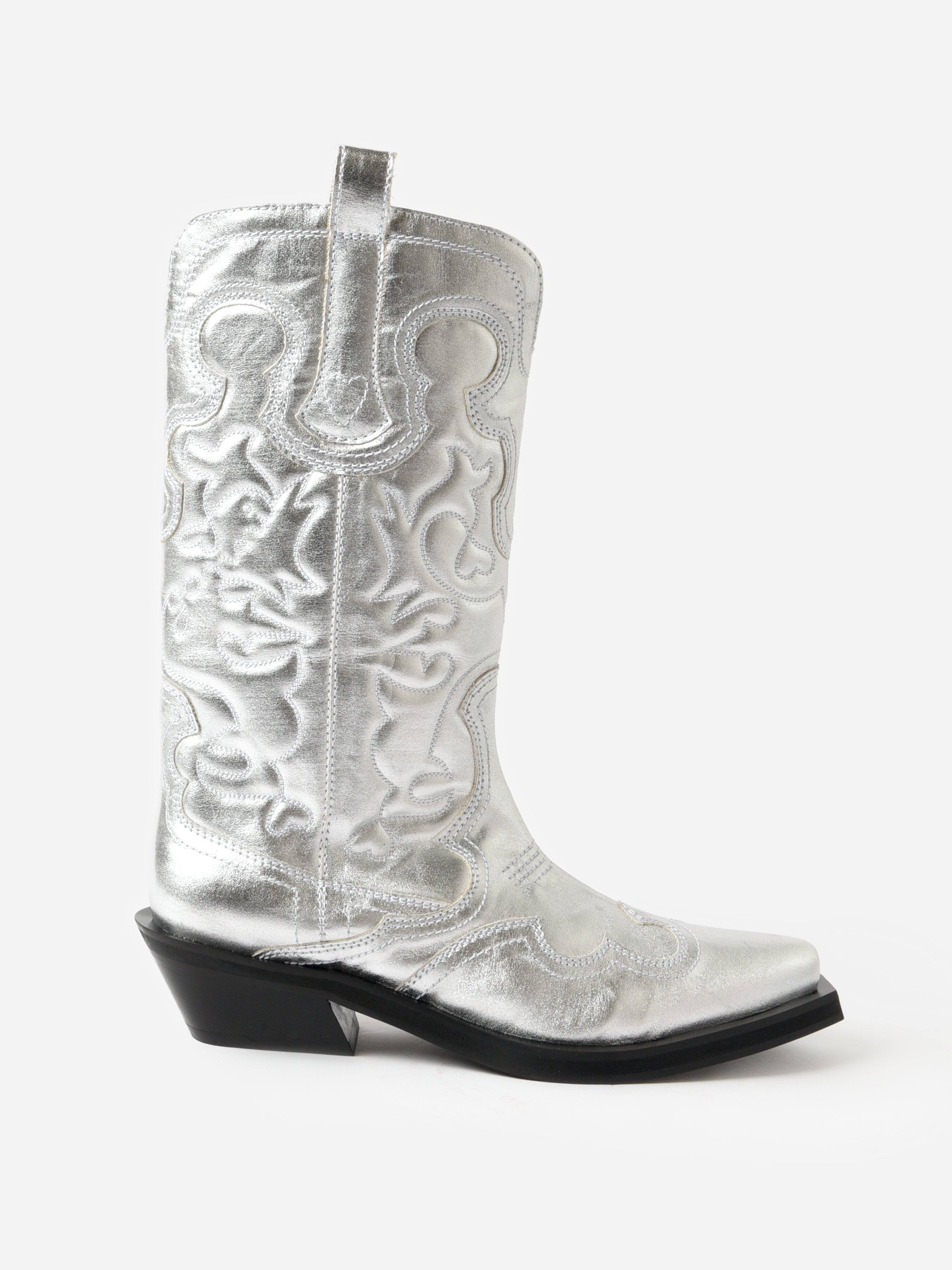 GANNI Women's Mid Shaft Embroidered Western Boot