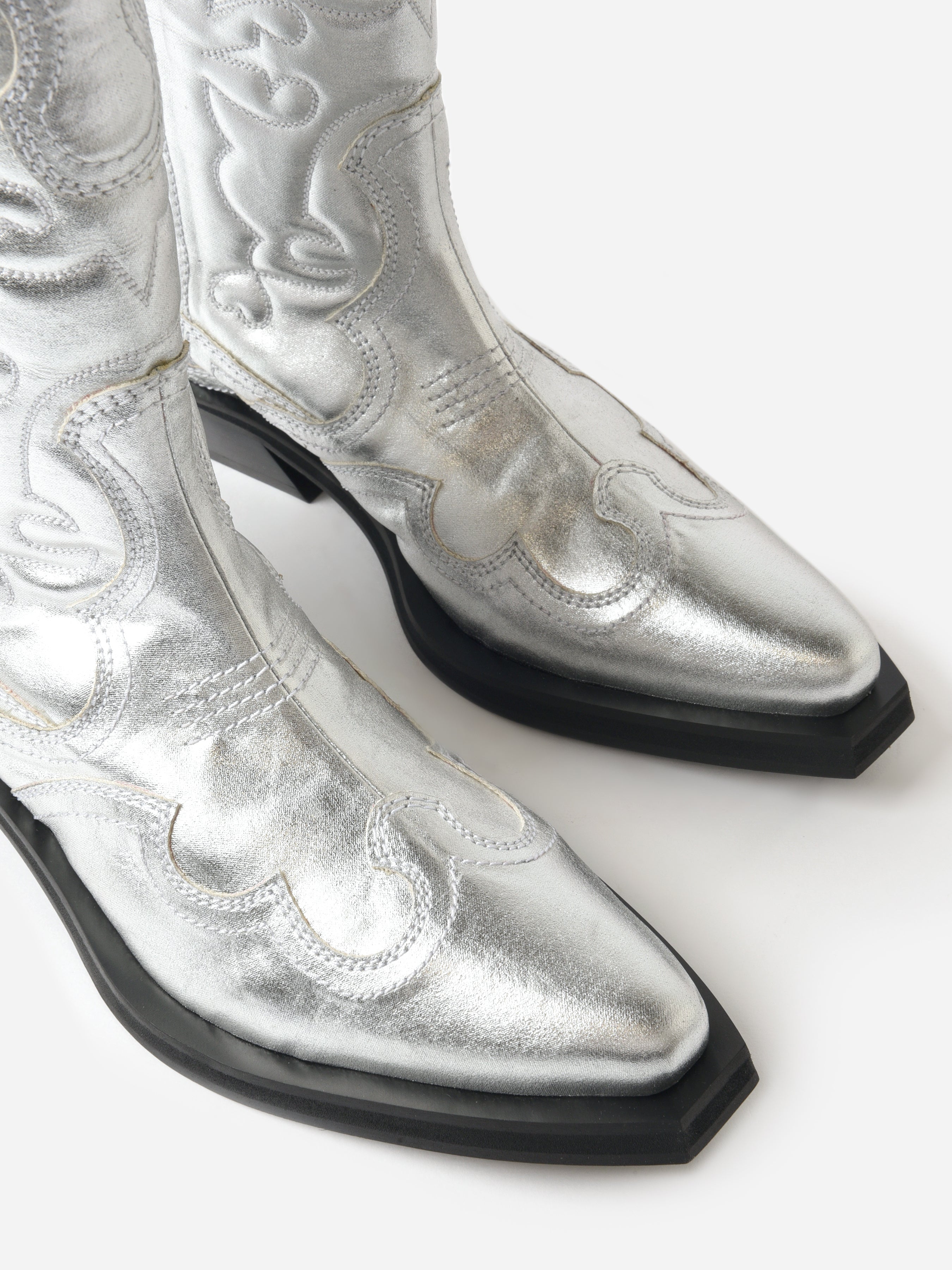 GANNI Women's Mid Shaft Embroidered Western Boot