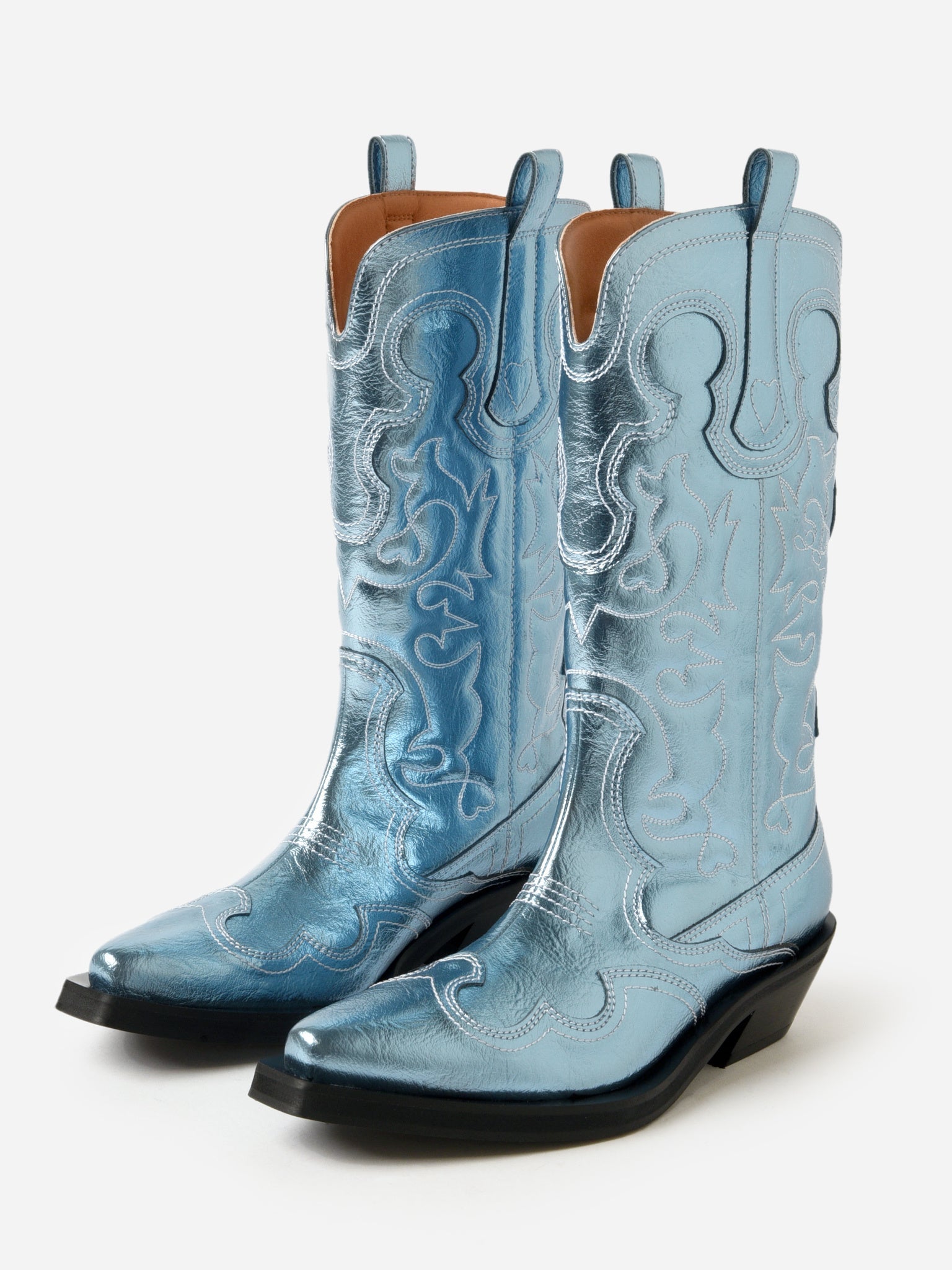 GANNI Women's Mid Shaft Embroidered Western Boot