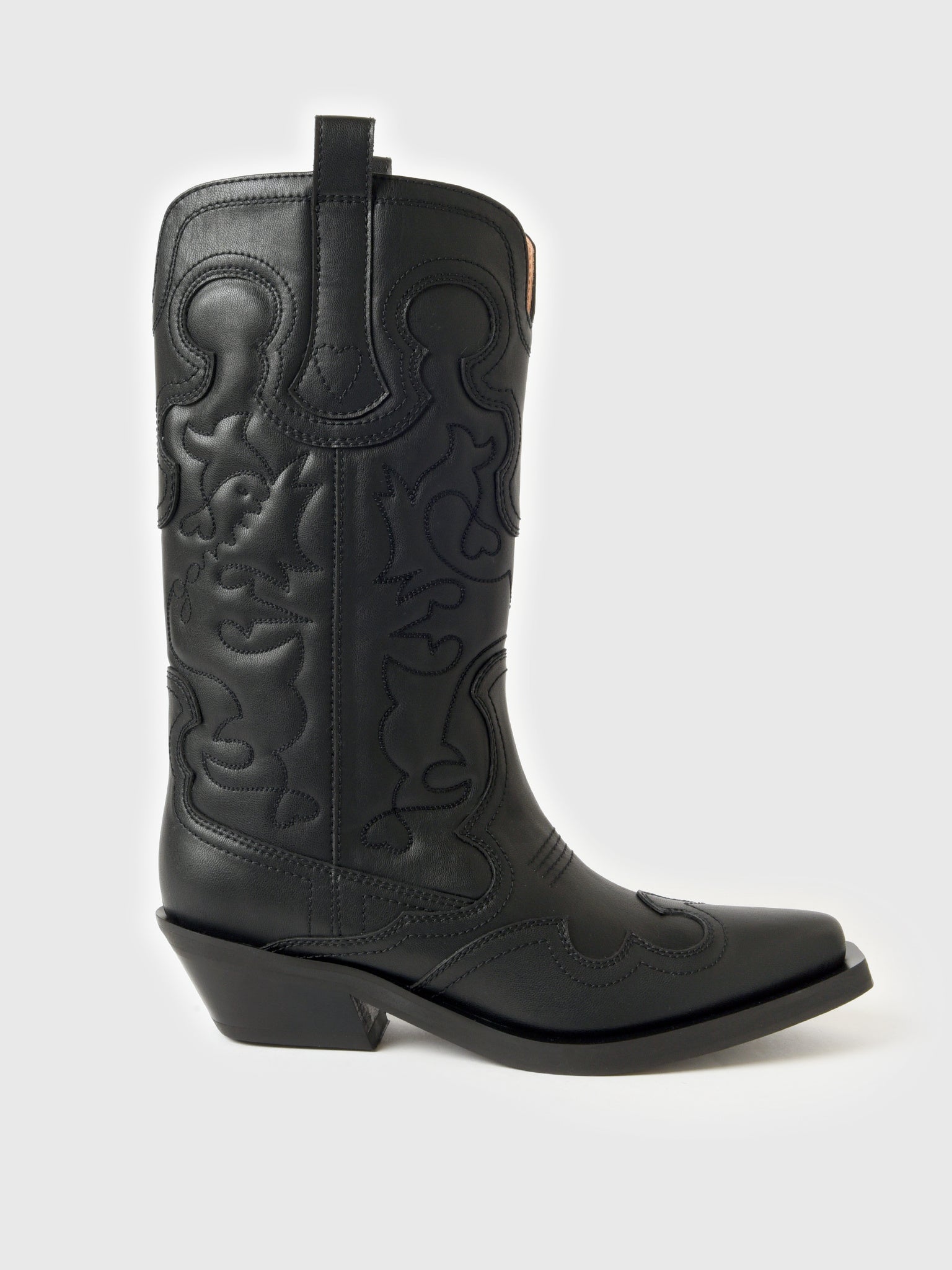 GANNI Women's Mid Shaft Embroidered Western Boot