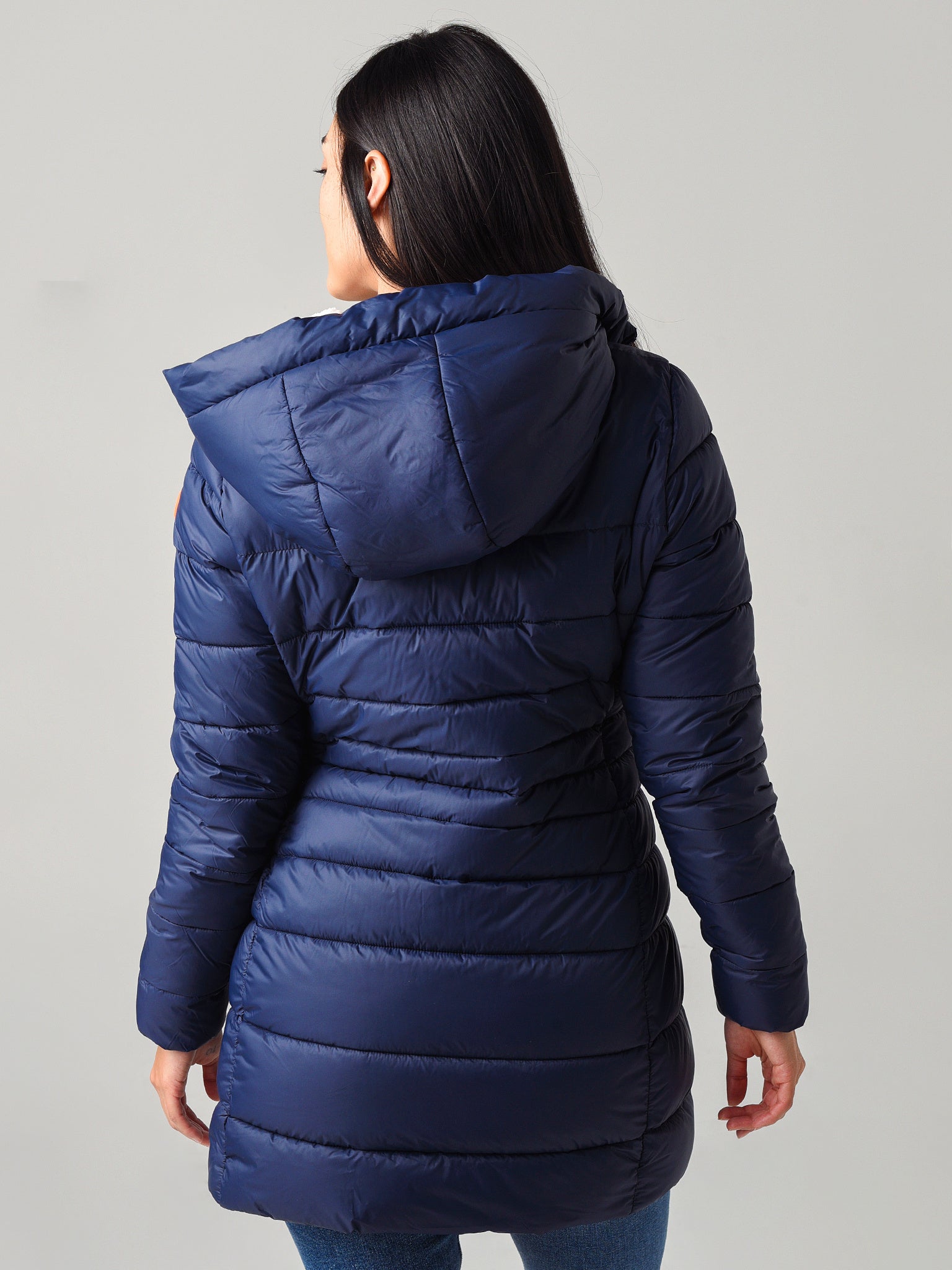 Save The Duck Women's Giga Hooded Coat With Faux Lambskin Lining