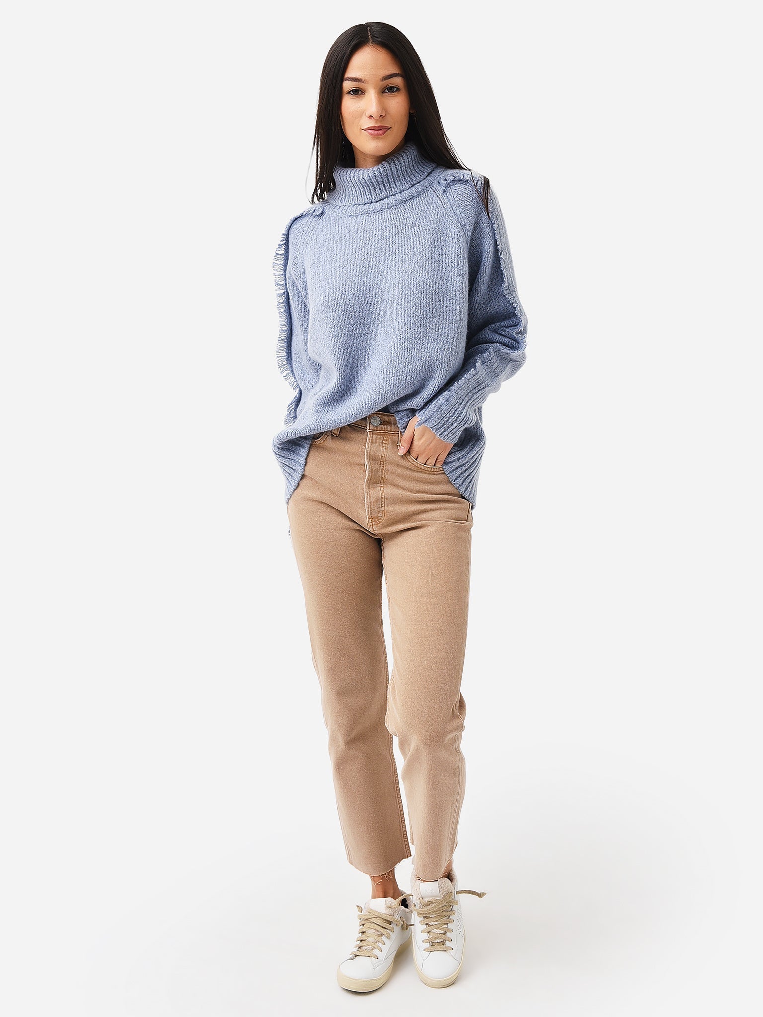 Women’s Brochu Walker Odene Fringe Turtleneck Sweater